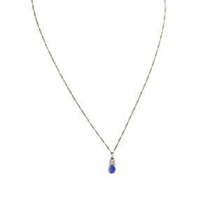 BBJ 925 Sterling Silver Purple Faux Stone Pendant Chain Necklace